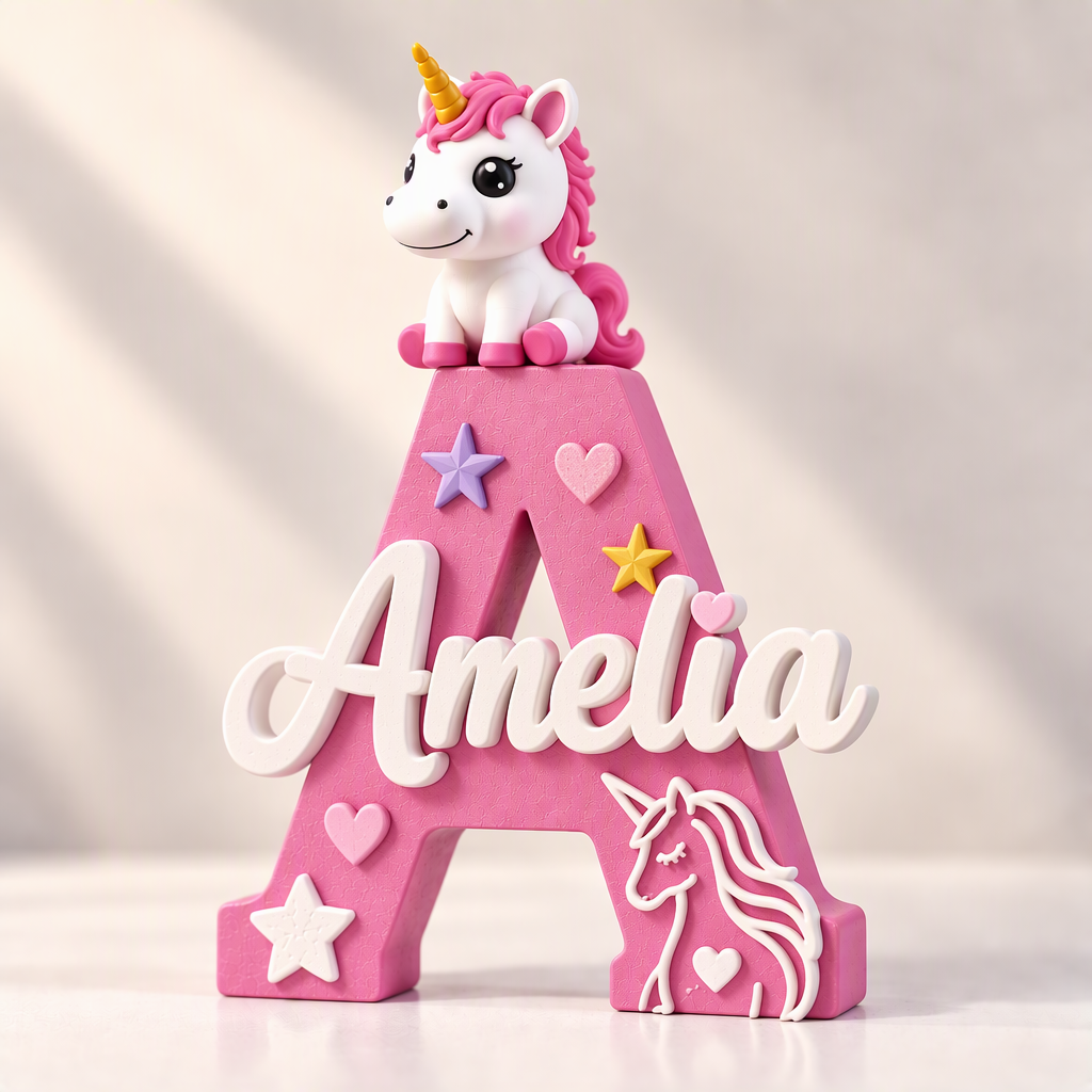Unicorn personalised 3D name décor